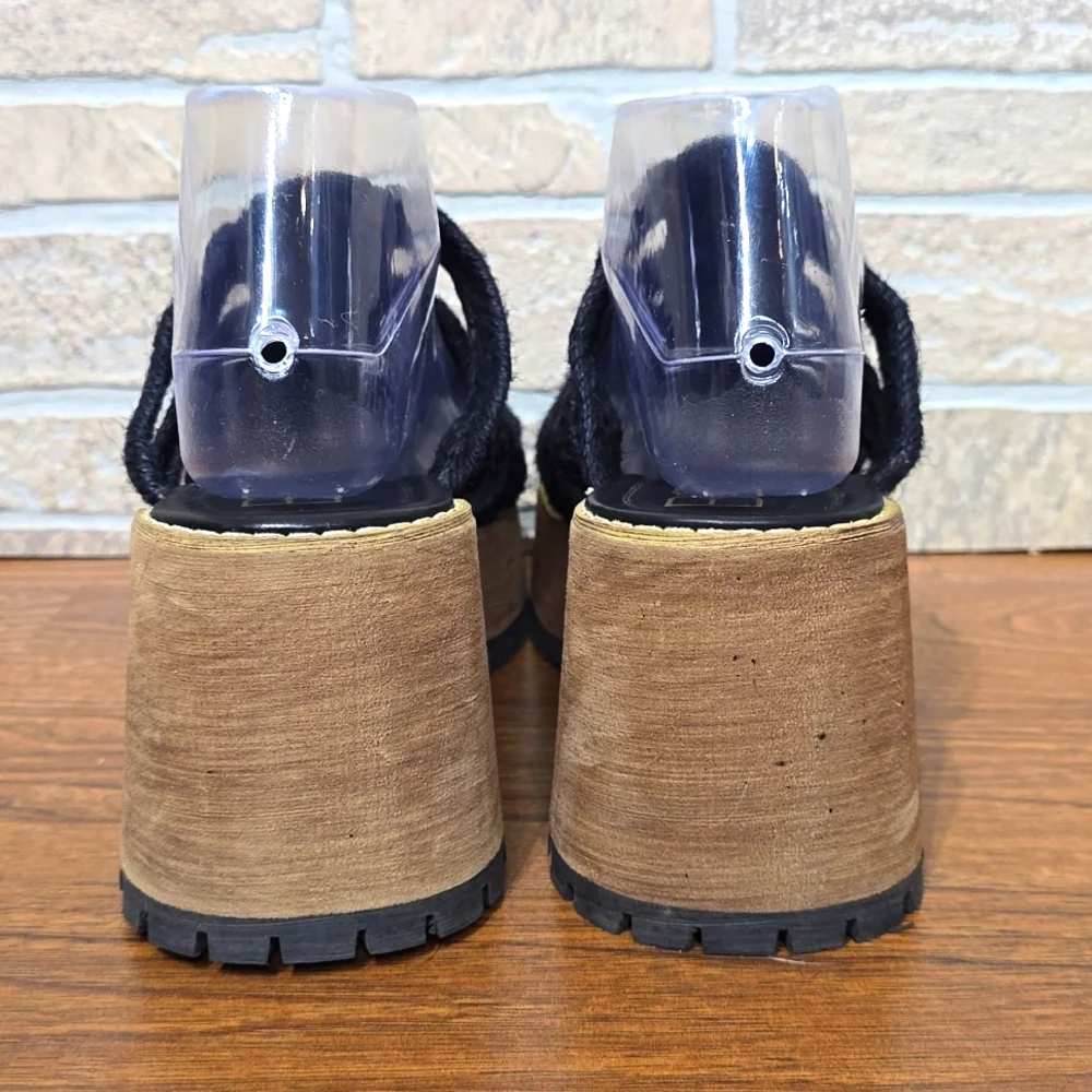 BEACH BY MATISSE DAZE MACRAME PLATFORM LUG SOLE SIZE 10 BLACK